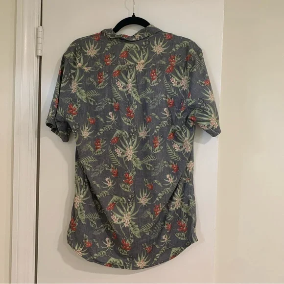 Marine Layer Shirt Mens Large Blue Wailea Hawaiian Pineapple Button Shirt - Picture 9 of 11